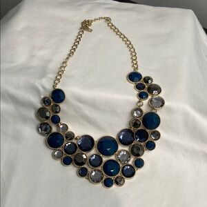 Blue and Silver Multi-Layered Necklace with Circular Elements from Macy’s